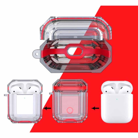 Чехол для AirPods 1/2 Shockproof Transparent Red Чехол для AirPods 1/2 Shockproof Transparent Red